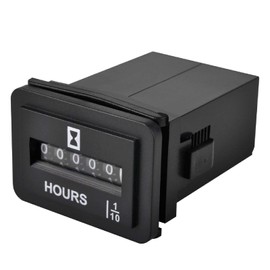 Jayron JR-HM001 Snap in Mechanical Hour Meter Rectangular Hour Meter for DC 6V to 80V Power Equipment Such as Fork Lifts,Golf Carts,Floor Care Equipment,and Any Other Battery Powered Equipment