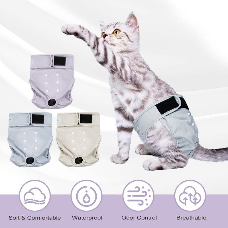 Paw Legend Cat Diapers for Female Cats Spraying Washable Reusable