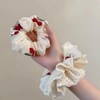 Cherry Embroidery Blossom Scrunchie, Exquisite Hand Embroidery Sparkle Satin Hair