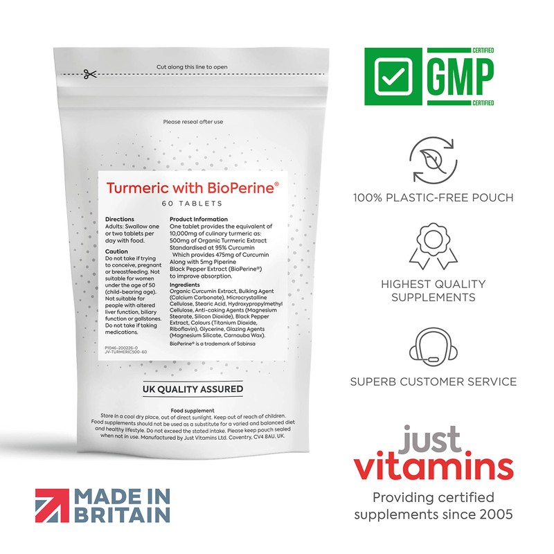 Turmeric Tablets | 12,500mg + Black Pepper BioPerine®, 475mg Curcuminoids