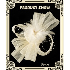 Kidukso Fascinators Hat for Women Kentucky Derby Hats Tea Party Headband Vintage Vintage Wedding Church Mesh Feathers Headwear Cocktail Party, Beige