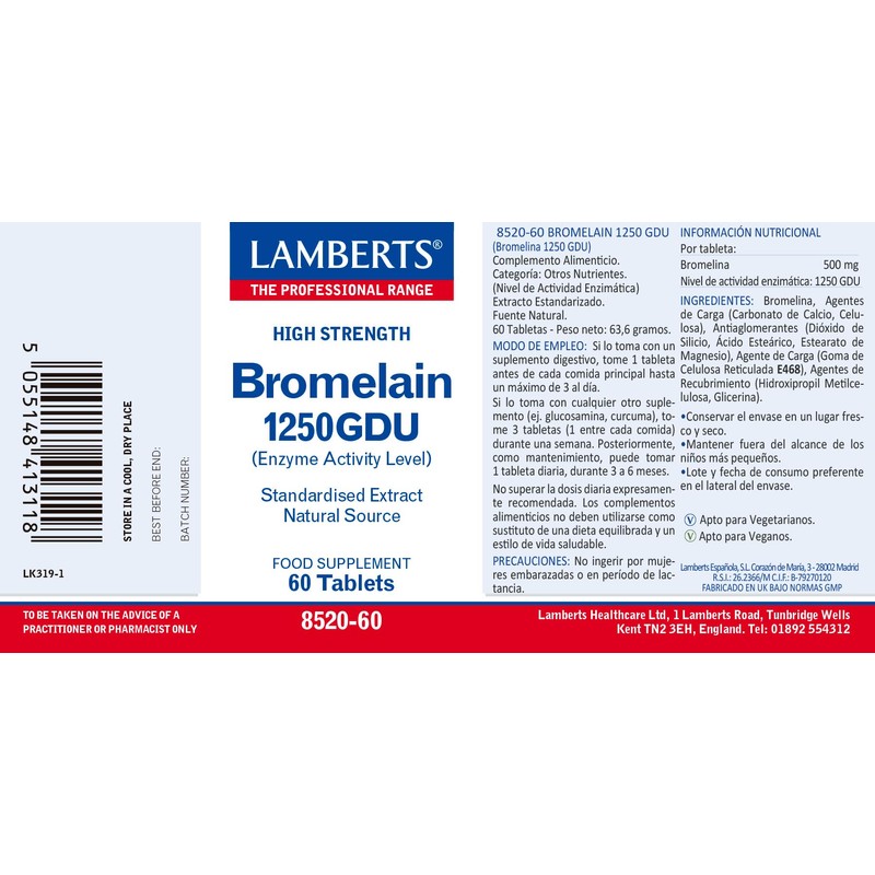 Lamberts Bromelain 1250 GDU – High Strength Proteolytic Enzyme –