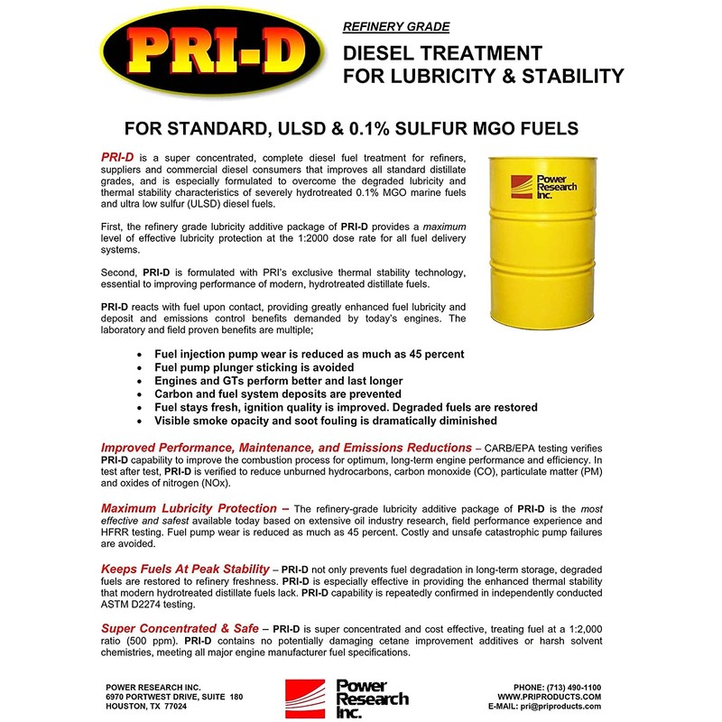 SAFECASTLE PRI-D Fuel Diesel Treatment for Lubricity & Stability Improved