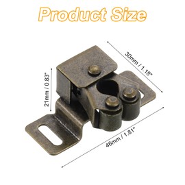 uxcell 4Pcs Cabinet Latch Double Roller Catches, Lock Stop Catch Clamp Cabinet Closer Magnetic Closure Hardware for Cabinet Kitchen Closet Door, Bronze