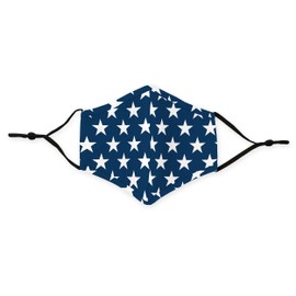 Weddingstar 3-Ply Adult Washable Cloth Face Mask Reusable and Adjustable with Filter Pocket - Navy Stars