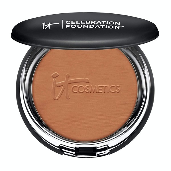 IT Cosmetics Celebration Foundation, Deep (N) - Full-Coverage, Anti-Aging Powder Foundation - Blurs Pores, Wrinkles & Imperfections - With Hydrolyzed Collagen & Hyaluronic Acid - 0.3 oz Compact