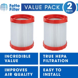 Fette Filter - VF320H HEPA Filter compatible with Bosch 18V 2.6-Gallon Wet/Dry Vacuum Cleaner GAS18V-3/GAS18V-10L includes 2 hepa replacement filters.