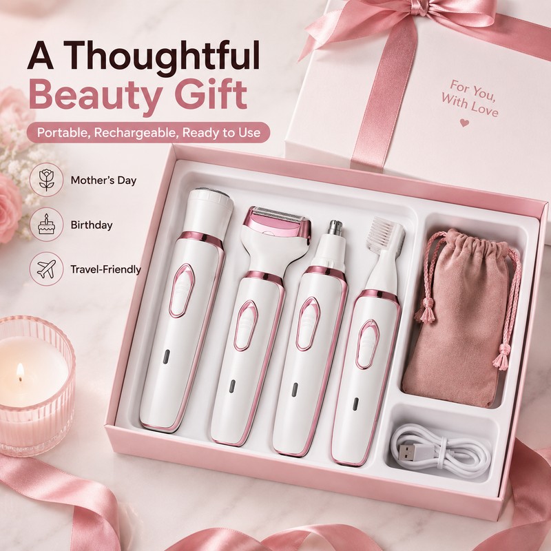 4-in-1 Electric Hair Remover for Face & Body – USB