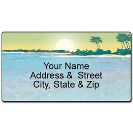 Beach View Address Label - Customized Return Address Label - 90 Beach Address Labels (Tropical)
