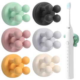 OYZOQ Silikon Zahnbürstenhalter 6 Stück, rasierhalter dusche, Multifunktionshaken Rasierklingenhalter Wasserdicht Selbstklebend Wandmontiert Einzelhaken für Wand oder Glas zum Aufhängen Bad Küche