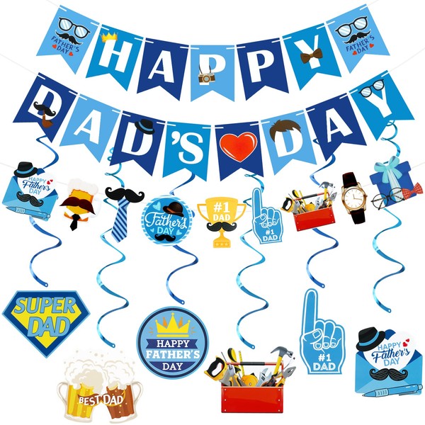 Happy Dads Day Banner and Fathers Day Hanging Swirls, Happy