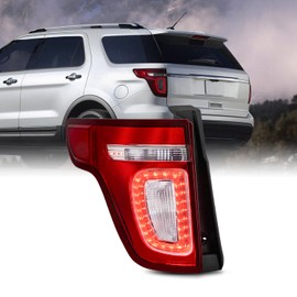 AKKON - Fit 2011 2012 2013 2014 2015 Ford Explorer LED Tail Light Rear Brake Lamp OE Style Assembly Red Clear Lens Driver Left Side