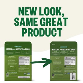 FGO Organic Japanese Matcha + Green Tea, 100 Count, Eco-Conscious Tea Bags, Resealable Bag, Packaging May Vary (Pack of 1)