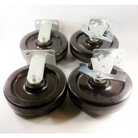 Hy-Weld 8" x 2" Phenolic Wheel Caster - Rigid (2EA) & Swivel with Brake (2EA)