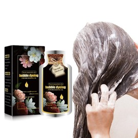 Natural Hair Dye Shampoo Hair Dye Shampoo Semi-Permanent Colour Hair Dye Shampoo Botanical Bubble Hair Dye Shampoo, Easy to Use, Natural Ingredients (Dark Tea)