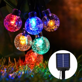 Realky Solar Garden Lights Outdoor, 26.6Ft 30LED Solar String Lights, Waterproof Fairy Light with 8 Modes, Crystal Ball Decor for Easter, Yard, Parties(Memory Function+Multicolor)