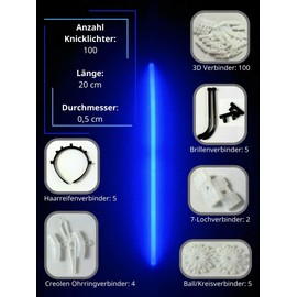 Knizs Mega Glow Sticks Party Pack in 6 Colours Mix (Green, Red, Blue, Yellow, Pink, Orange)