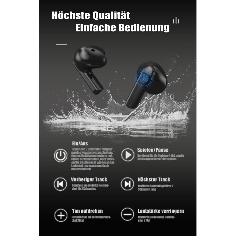 BLACKSMITH FAMILY Wireless Bluetooth Headphones, IPX7 Waterproof Bluetooth 5.2, Touch