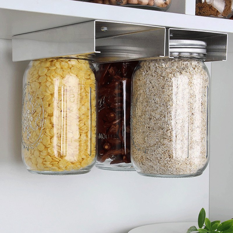 2 Pcs Mason Jar Organizer Space Saving Aluminum Alloy Kitchen