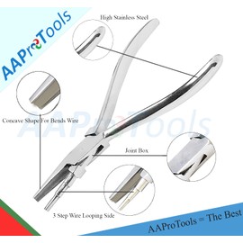 AAProTools Wire Working Pliers Wire Looping Plier Coiling Forming Bending Smooth 3 Step Jaw