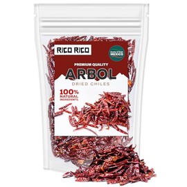 RICO RICO Chile de Arbol 4 Oz - Premium Dried Arbol Chili Peppers, Spicy Hot Heat for Mexican, Chinese & Thai Dishes, Resealable Bag