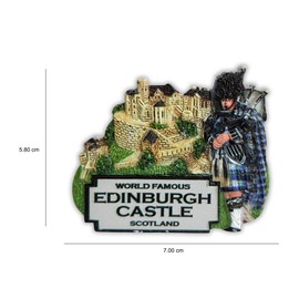 SAJAK Scotland Fridge Magnets Set of 4 - Scottish Souvenir Pack with Edinburgh Castle, Westie Terrier Dogs, Bagpipes, Saltire Flag, Thistle, Piper, Glasgow UK Travel Gift, Resin Kitchen Decoration