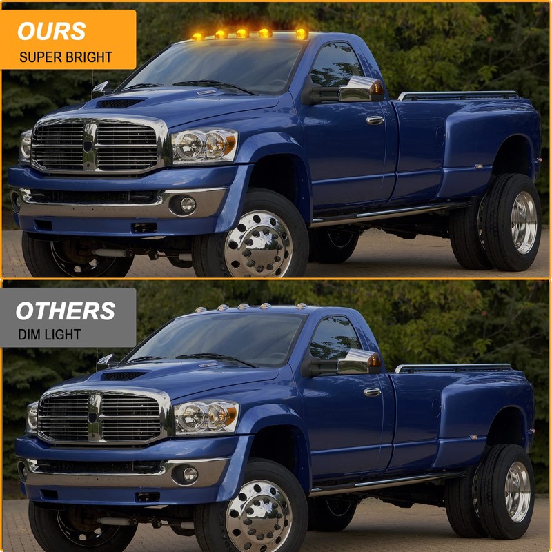 R&F Auto 5Pcs Smoked LED Cab Roof Marker Lights Compatible