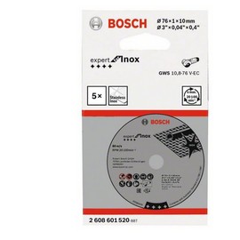 Bosch Professional 2608601520, 5 Expert for Inox Cutting Discs (for Stainless Steel, 76 x 10 x 1 mm, Accessories for Angle Grinders), Gray