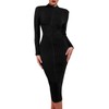 whoinshop Women's Cross Strap Ribbed Bandage Long Sleeve Midi Fall