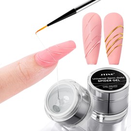 BSMKCL Spider Gel for Nails Art, 3D Clear Spider Gel Elastic Painting Wire Drawing Nail Art Polish Apply with Chrome Powder for Line Sculpting Gel Soak Off UV LED Gel Polish Manicure DIY Nail Designs