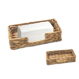 Water Hyacinth Napkin Holder for Bathroom - Huaodor Napkin Holder Tray - Woven Guest Towel Napkin Holder - Rectangle Napkin Holder for Restaurant/Kitchen/Bathroom/Christmas Table Decor