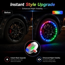 Solar-Powered Wheel Light for Vehicle Decoration – Colorful Rainbow LED Accent for Cars, Motorcycles and Bicycles