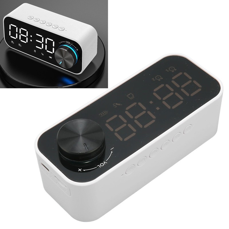 Bluetooth Speaker Alarm Clock Radio Digital LED Display Subwoofer Mini