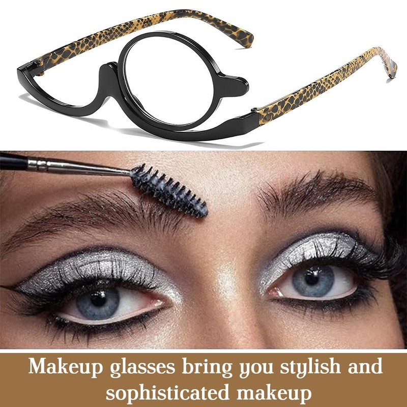 DWFEYOI Makeup Glasses, Rotating Single Lenses Makeup Glasses, Rotating Makeup