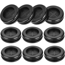 4 Black Round Double Sided Electrical Rubber Grommets for Wire Protection Mounting (20mm)