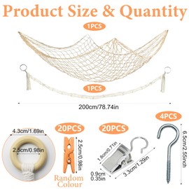 PXBSNB 2 PCS Soft Toy Storage Chain, Hanging Stuffed Animal Storage with 40 Clips, Boho Hammock for Soft Toys, 200 CM Teddy Holder Organiser for Kids Cute Room Decor Hanging Hats Socks Holiday Cards