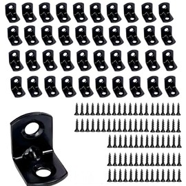 40PCS L Bracket Corner Brace Shelf Brackets 90 Degree Right Angle Bracket Black Thickening Steady Metal Corner Brackets with 80PCS Screws for Wood Cabinets Wardrobes Shelves Bookshelves Sofas Beds