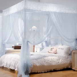 [Living Peace] Lace Curtain Type Bed Mosquito Net (150x200cm) (Indigo Blue)
