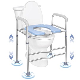 Hoqqf Toilet Seat Riser for Seniors, Raised Commode Chair for Toilet with arms, Adjustable 18–22 Inch Height,400 lb Handicap Elevated Toilet Seat, Fits V, U and Round Toilets.