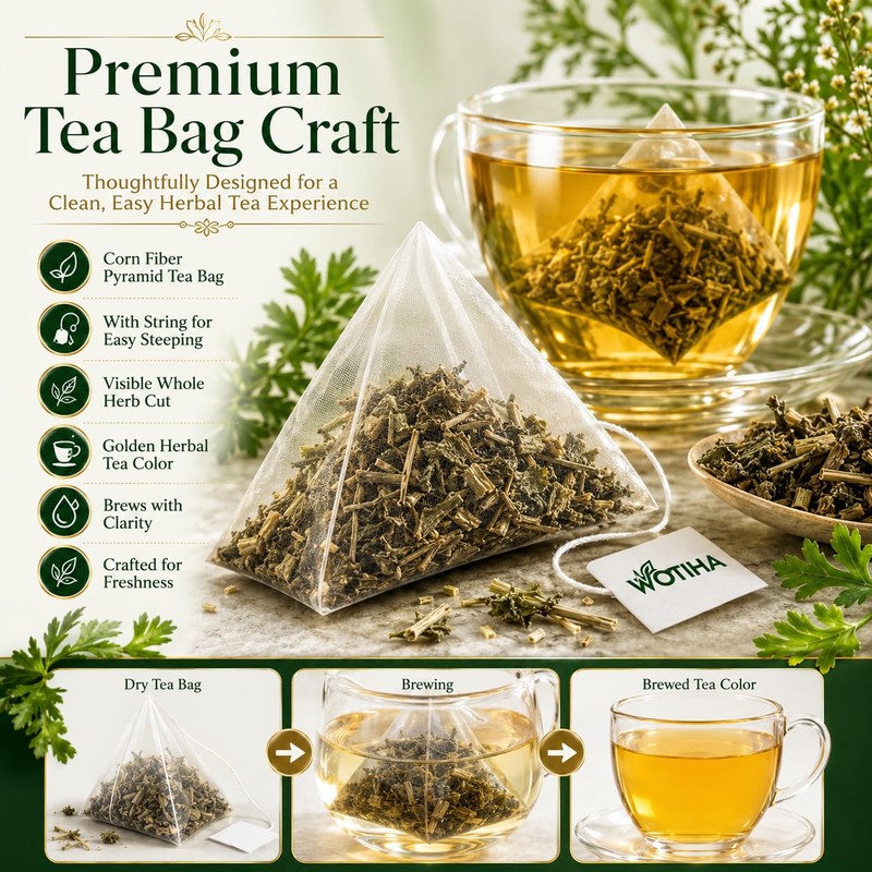 WOTIHA Wormwood Tea Bags, Pure Bitter Herbal Tea, 2.64 oz