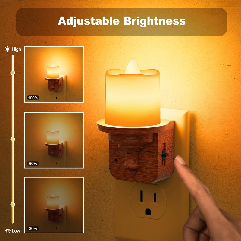 JandCase Flameless Candle Night Light, 2 Pack Night Lights Plug