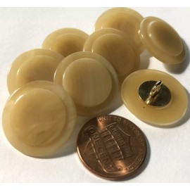 Unbranded 8 Vintage Golden Tan Light Brown Glossy Plastic Shank Buttons 20mm 13/16" 11525