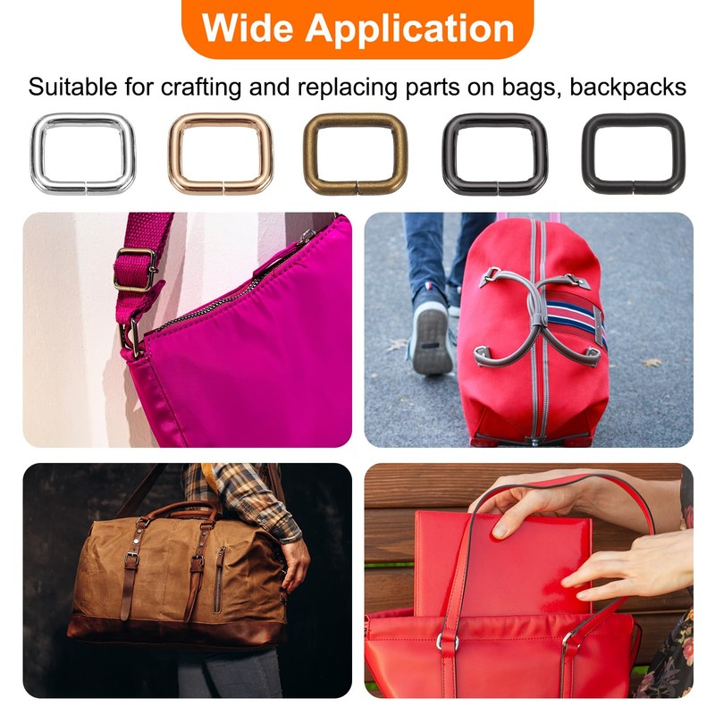 sourcing map 18Pcs Metal Rectangle Ring Buckles, 4/5" x 1"