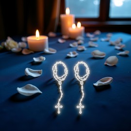 Dwuww 2Pcs Plastic Rosary Beads Luminous Necklace Catholicism Prayer Religious Jewelry, Cross Necklace for Women, Cross Necklace for Men, Women's Chain Necklaces, Men's Necklaces