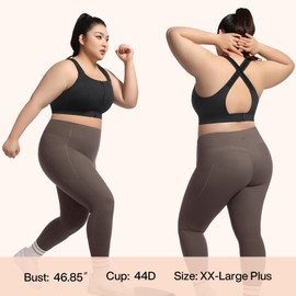 VFUS High Impact Sports Bras for Women Adjustable Zip Front Plus Size Workout Bra Full Coverage Removable Padded Running (X-Large Plus, Black)