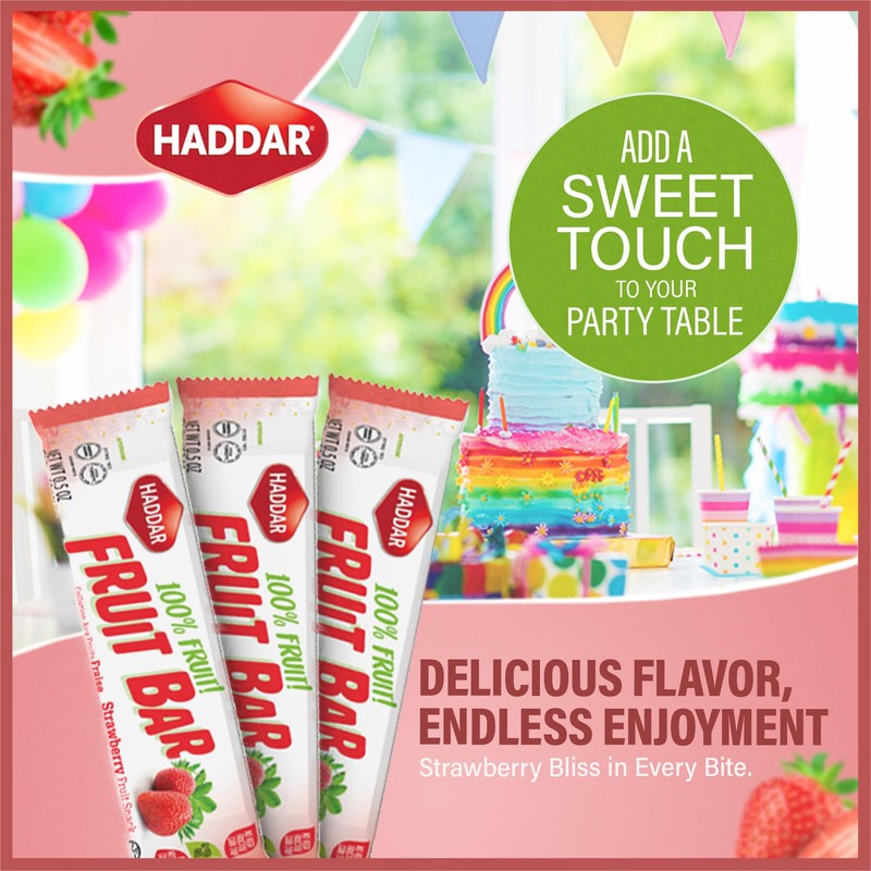 Haddar 100% Fruit,. Strawberry Fruit Leather Bars (Box of 55)