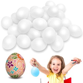 30 Pcs Plastic White Fake Eggs,Easter Eggs,Realistic White Eggs,Faux Fake Egg for DIY Crafts,Painting,Party,Home Decor,Kids,Kitchen