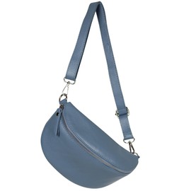 AmbraModa GLX1 Unisex Small Waist Bag Bum Bag Shoulder Bag Made of Genuine Leather, grey, Waist bag, bum bag, shoulder bag