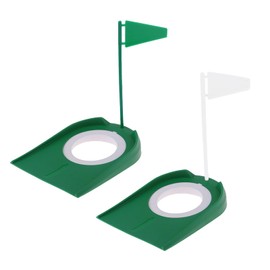2 Pieces Golf Practice Putter Pad, Plastic Golf Indoor Outdoor Putting Cup Practice Aids Adjustable Hole and Flag, Golf Putting Mat for Practice Golf Practice Putter Pad