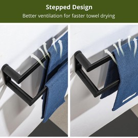 SAYAYO Double Towel Bar for Bathroom Wall, 24 Inch Black Bath Towel Rack Towel Holder